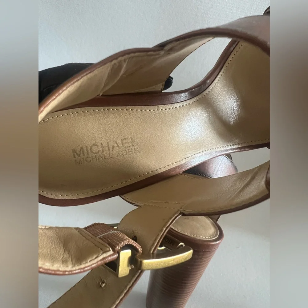 MK Becker Burnished Leather Platform Sandal